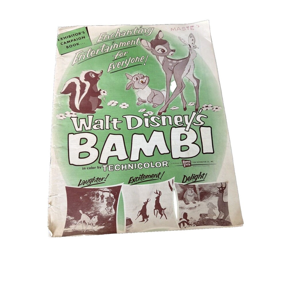 1957 Walt Disney Bambi Exhibitor Campaign Book MASTER Buena Vista Pressbook Rare